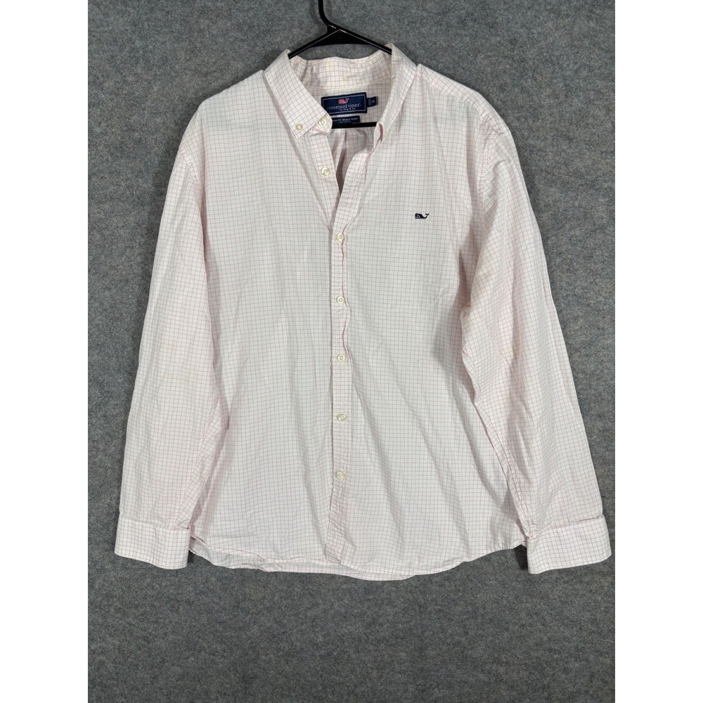 Vineyard Vines Slim Fit Whale‎ Shirt Mens 2XL Pink Plaid Button Down Cotton